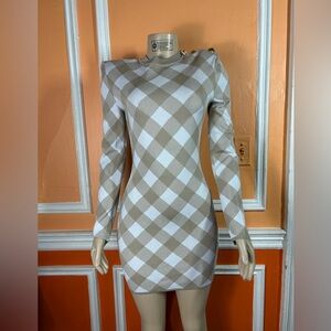 BALMAIN 
Vichy Dress - Beige